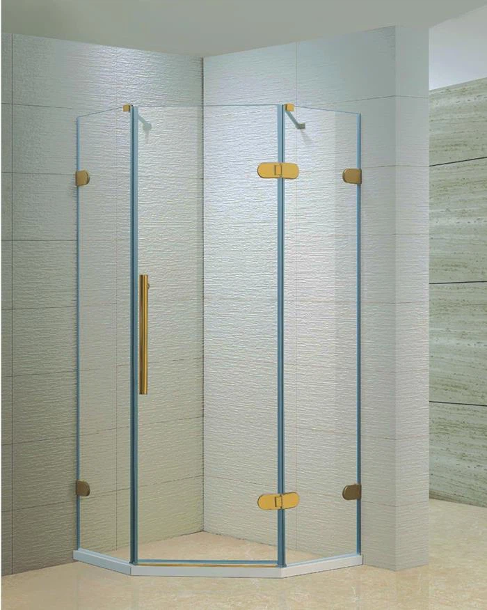 Portes de douche à charnière de quincaillerie dorée du Pentagone