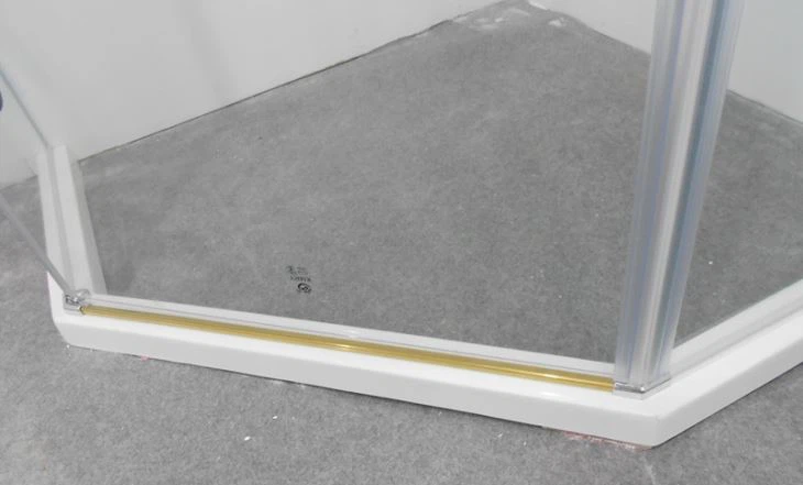 Pentagon Golden Hardware Hinged Shower Doors