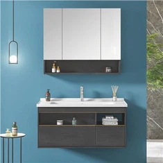 Bassin de salle de bain et armoire